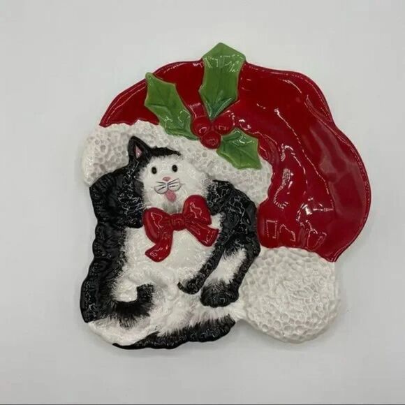 Vintage Fitz and Floyd Kitty Klaus 3D Plate - Picture 1 of 3
